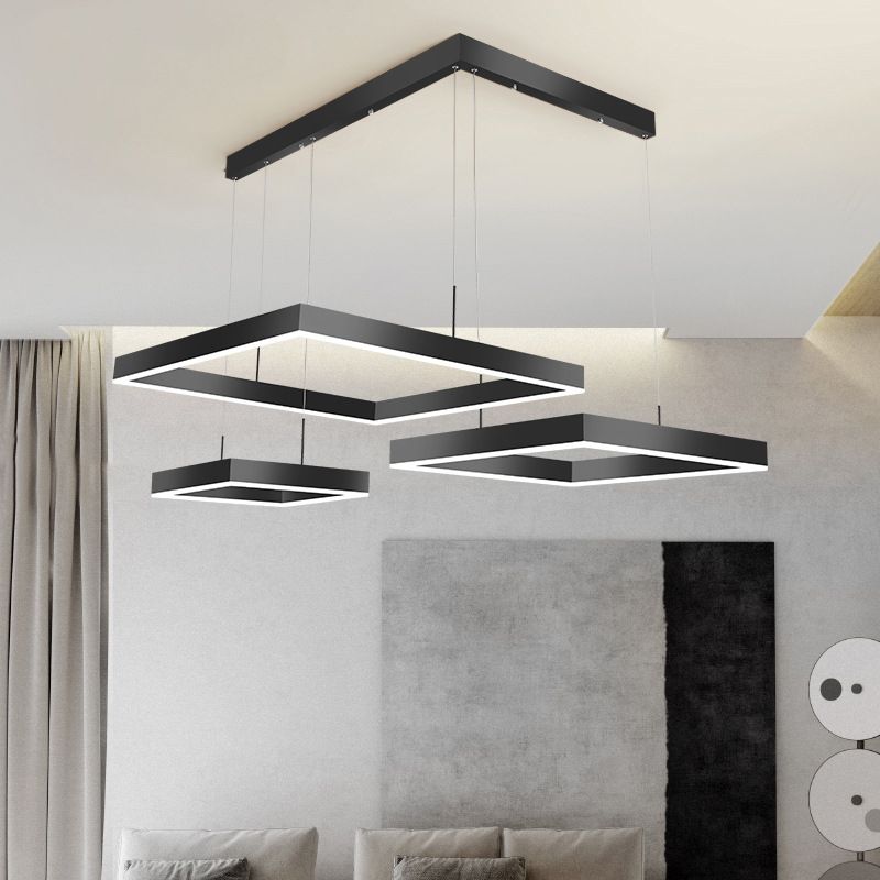 Luz colgante ajustable de LED geométrico en singularidad moderna Luz de techo interior de aluminio con sombra acrílica