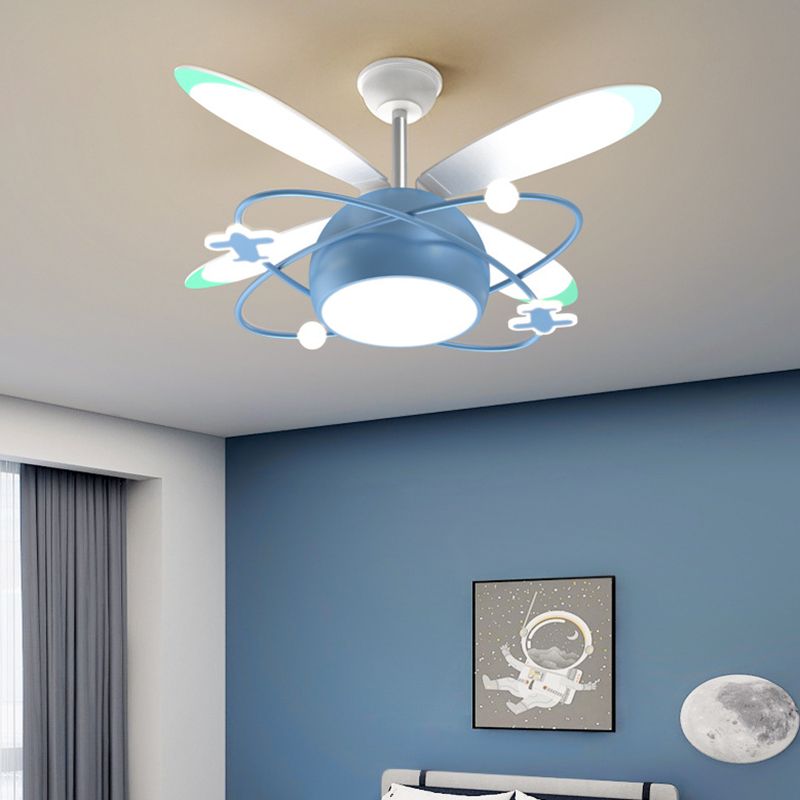 Children Ceiling Fan Light LED Ceiling Mount Lamp with Acrylic Shade for Kid's Room