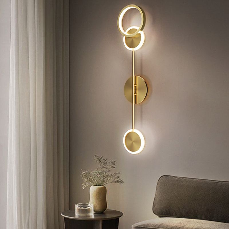 Nordic Style Brass Wall Light Circle Gold LED Wall Sconce for Living Room