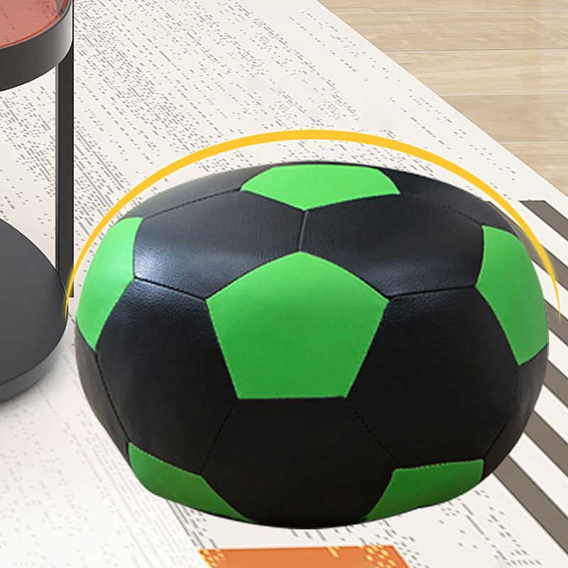 Geometric Print Ottoman Pouf Scratch Resistant Specialty Faux Leather Ottoman