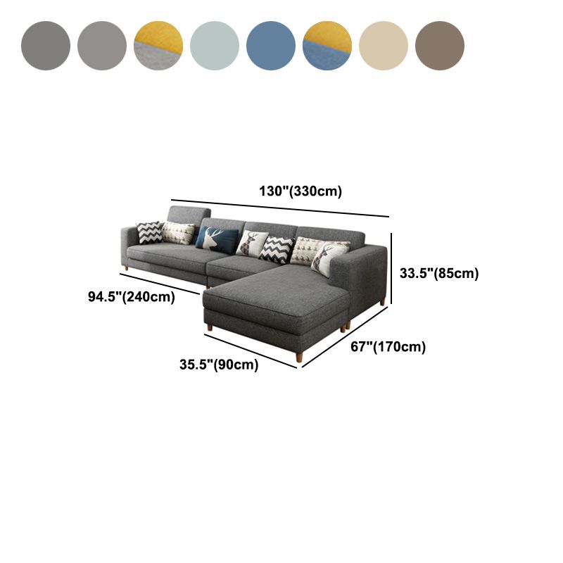129.92" L Linen Washable Sectional Square Arm Sectional for Living Room