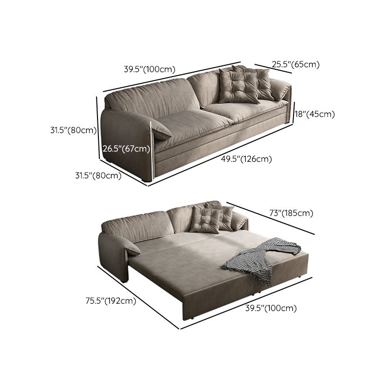 Scandinavian Sofa Bed in Gray Fabric Upholstery Sleeper with Box