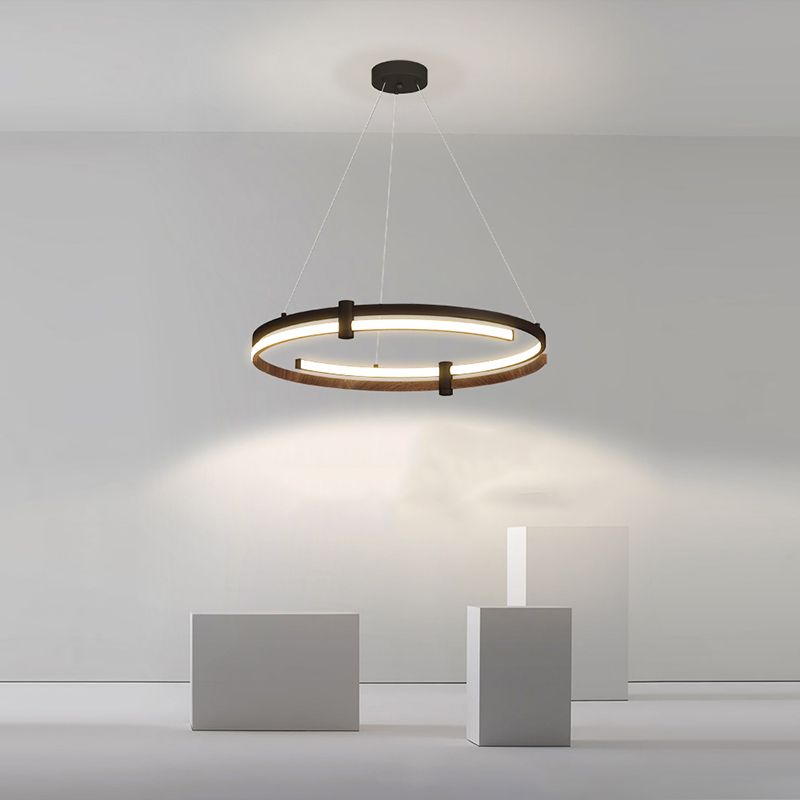 Nordic Circle Chandelier Aluminum 24" Wide LED Chandelier Pendant for Living Room