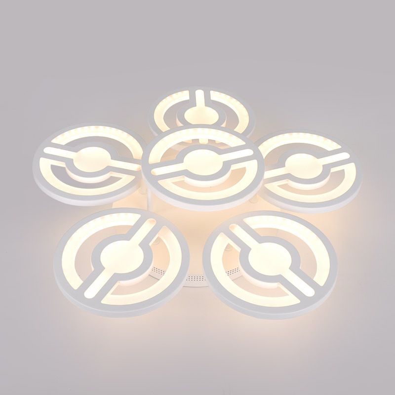 White Flower Design Semi Mount Lighting Minimalism LED Acrylic Flush Ceiling Lamp in Warm/White/Natural Light