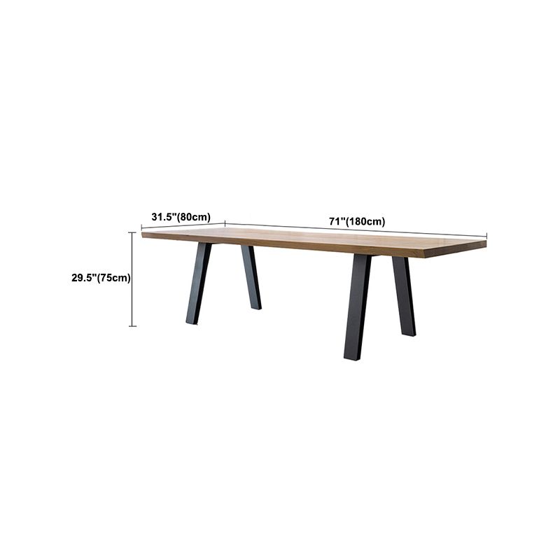 Rectangle Wood Color Dining Table Solid Wood Table Industrial with 4 Legs