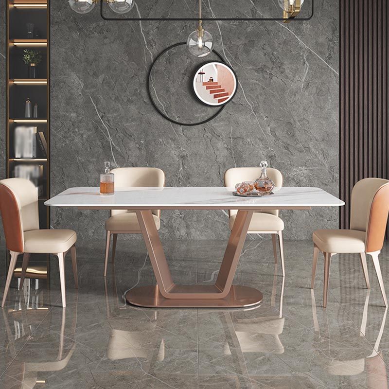 Rose Base Pedestal Casual Dining Table Rectangle Traditional Luxury Dining Table