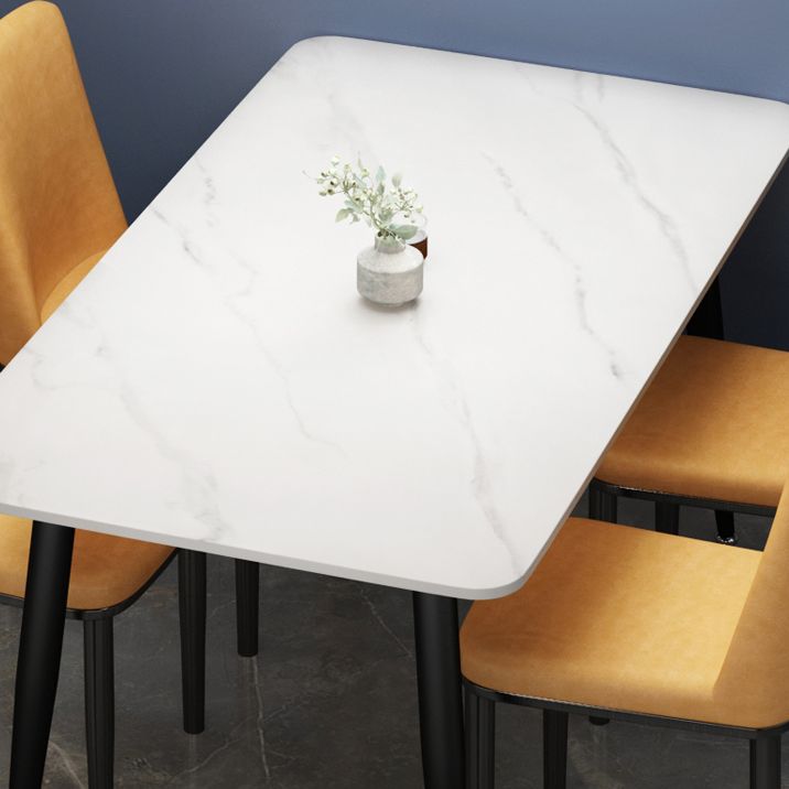 Rectangular Stone Round Table Modern Dining Table Furniture with Metal Base