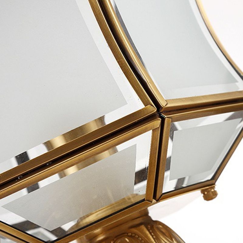 Drum Shape Metal Outdoor Lamp Modern Style 1 Light Solar Pillar Lights in Brass