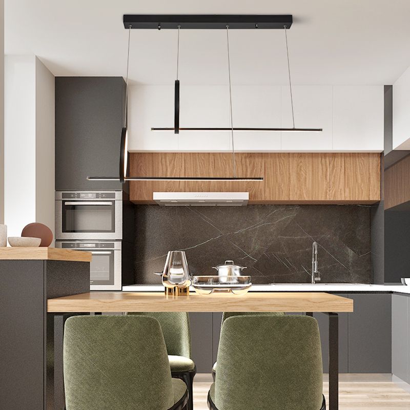 Idées d'éclairage d'île linéaire de forme moderne