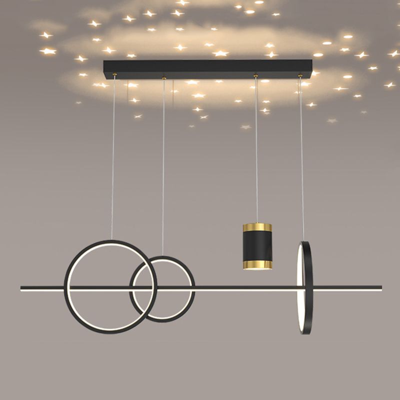 4-Lights Modern Island Pendants Metal Pendant Lights for Dining Room