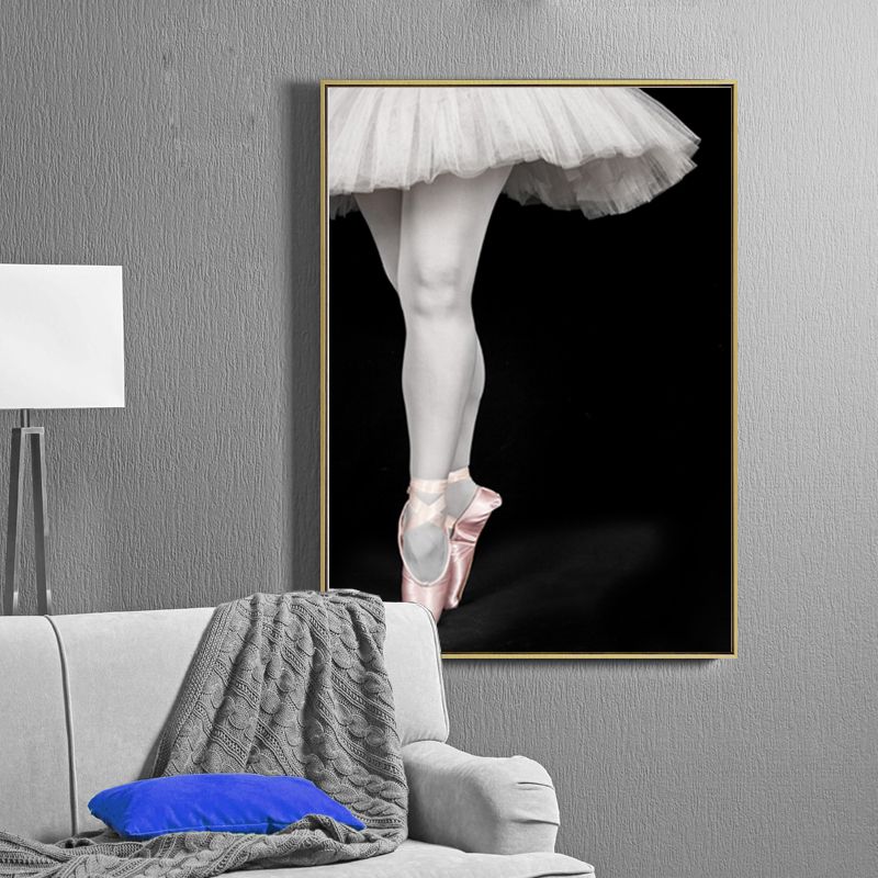 Photo Ballet Maiden Wrapped Canvas Glam Stylish Textured Wall Art Print in White