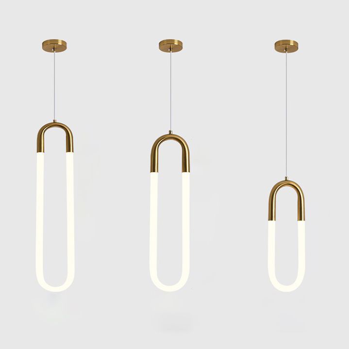 Gold Round Shape LED Pendant Lamp Modern Minimalist Metal Hanging Lamp for Living Room