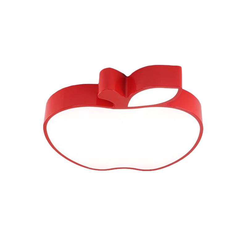 Kids LED Flush Mount Lamp with Acrylic Shade Red/Yellow/Blue Apple Flush Ceiling Light Fixture