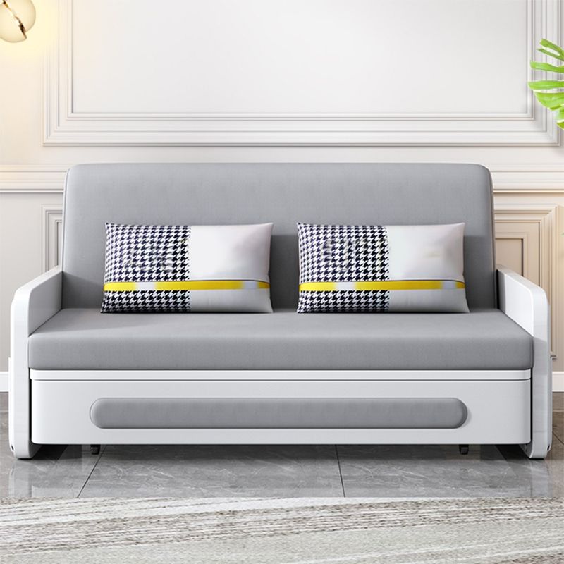35.43" Wide Linen Sofa Bed Scandinavian Square Arm Sleeper Sofa