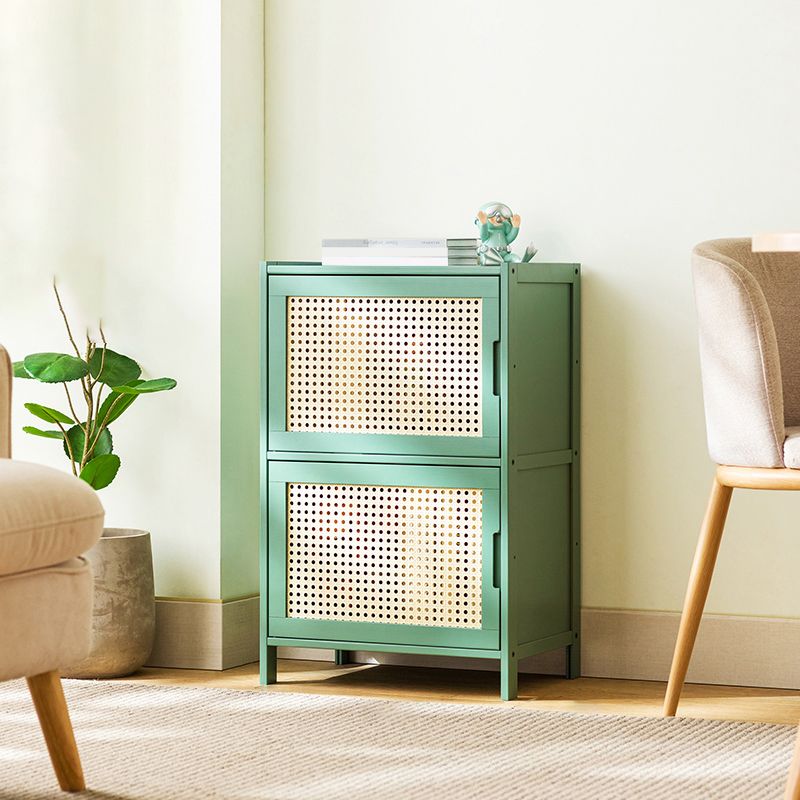 Contemporary Green Wood Accent Cabinet Rectangle Grooves Accent Cabinet