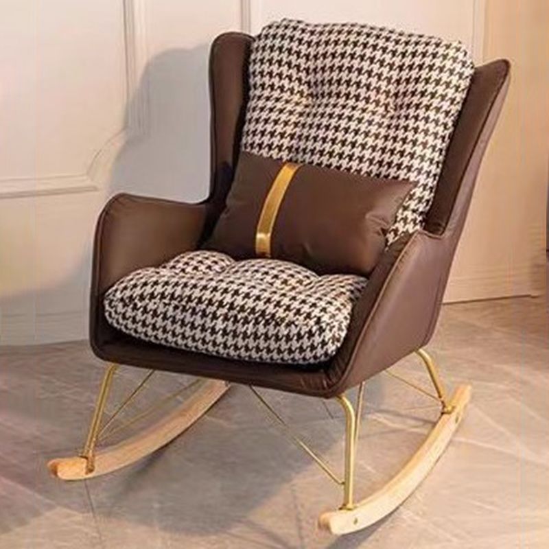 Upholstered and Metal Rocker Glam with Padded Seat Rocking Chair Slipcovered
