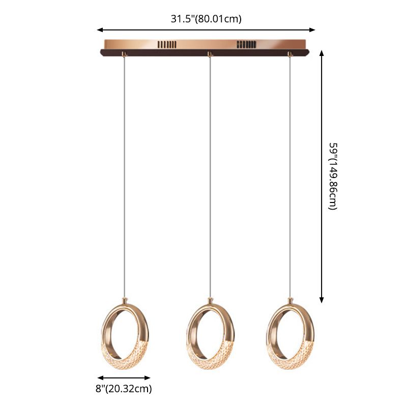 Gouden vergulde ring hanger minimalistisch LED -acryl suspensielamp voor eetkamer