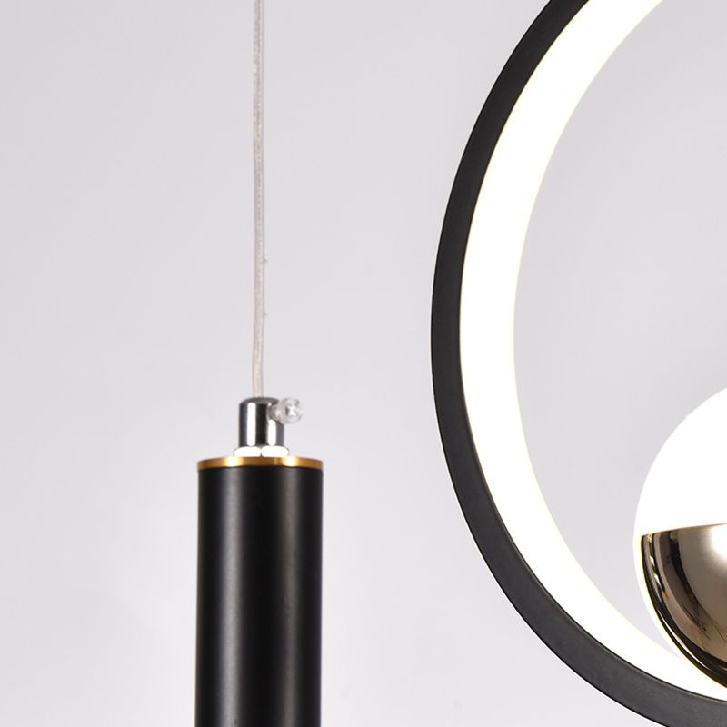 Black Geometrical over Island Lighting Simplicity Aluminum LED Hanging Lamp