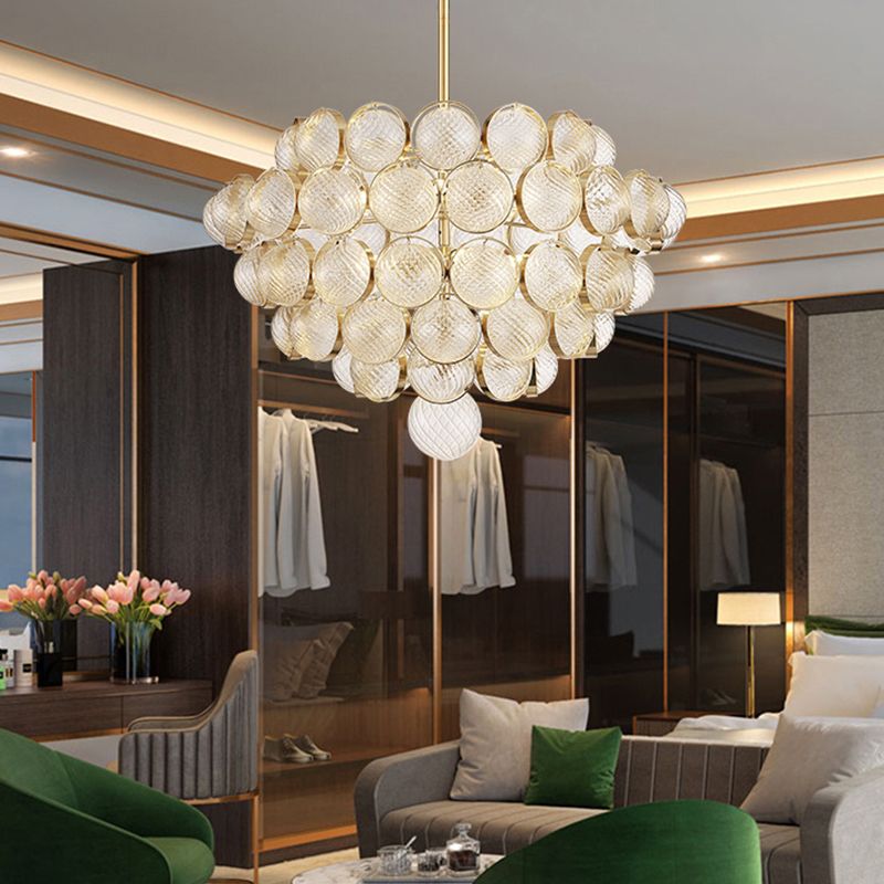 23.5"/33.5" Wide Bubble Chandelier Lamp Modernism Crystal Beige LED Pendant Lighting Fixture for Bedroom