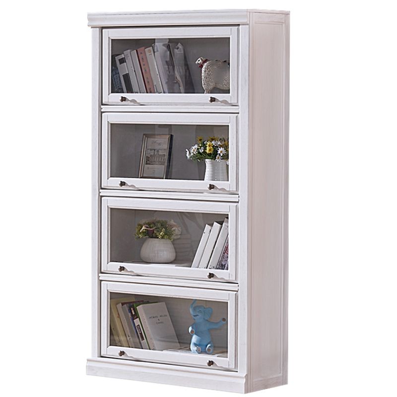 Wooden Standard Bookshelf Contemporary White Bookcase with Doors