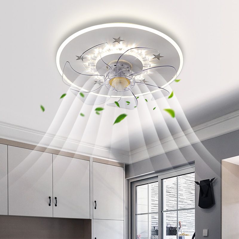 Weiße Stern Deckenlüftel Lampe Nordic LED Metal Semi Flush Mount Light für Schlafzimmer