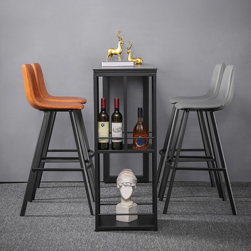 Metal Low Back Dining Stools Contemporary Armless Bar Stools with Footrest