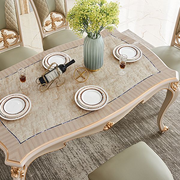 Mid-Century Rectangle Standard Dining Table Solid Wood Kitchen Dining Table with 4 Legs Base
