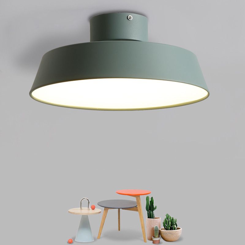 Dining Room LED Semi Flush Light Simplicity Metal Ceiling Lighting with Barn Acrylic Shade
