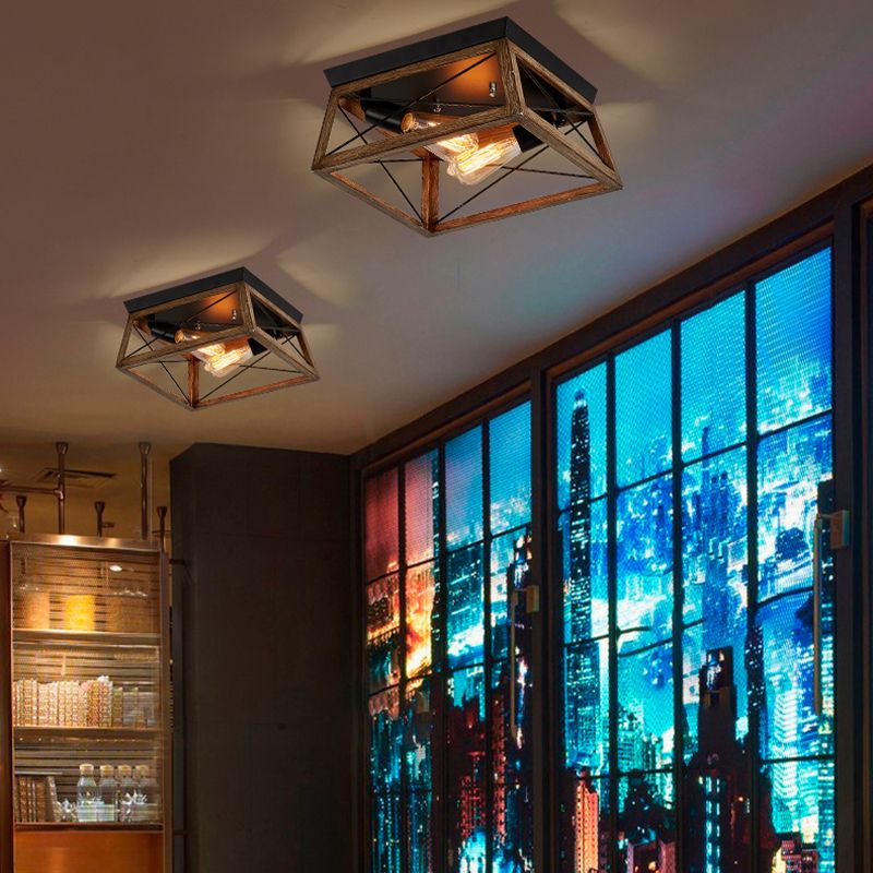 Squared Flush Mount Ceiling Light Industrial Flush Mount Lighting
