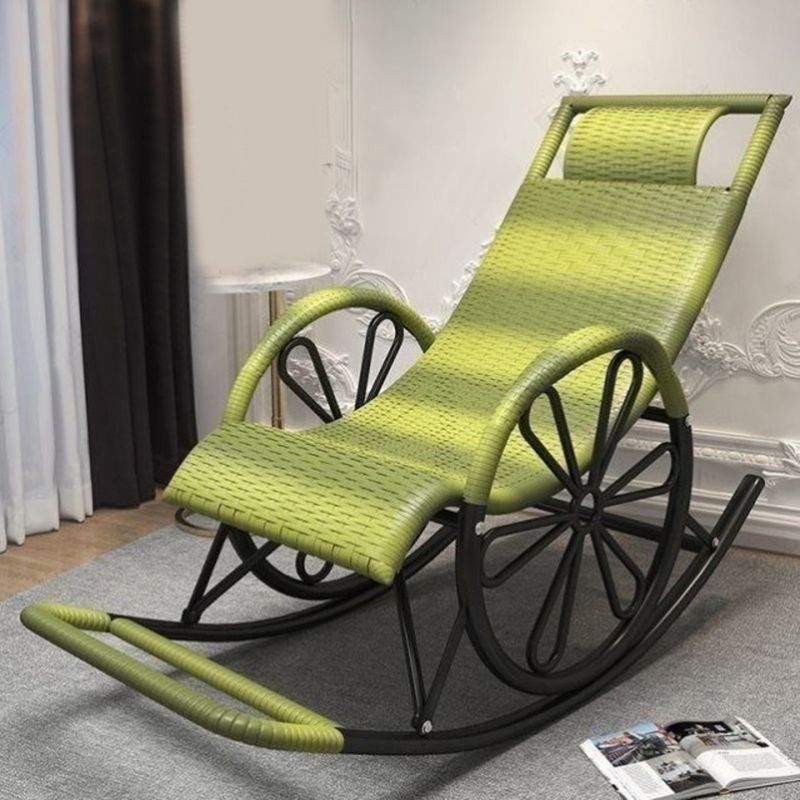 Contemporary Woven Rope Rocker Chair Wicker Rocking Chair for Home Decor