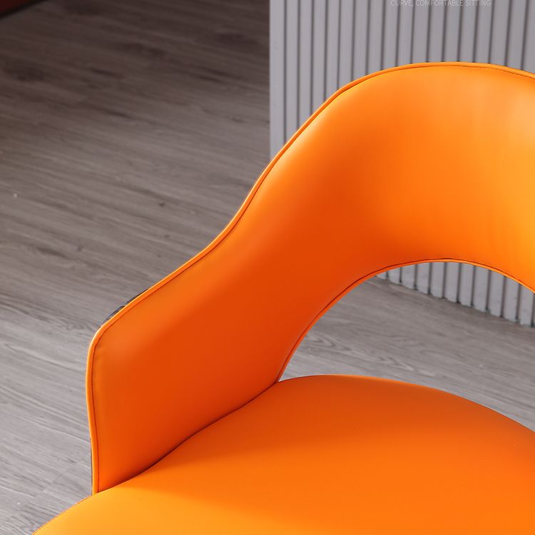 Glam Open Back Dining Armchair PU Leather Dining Chair for Home