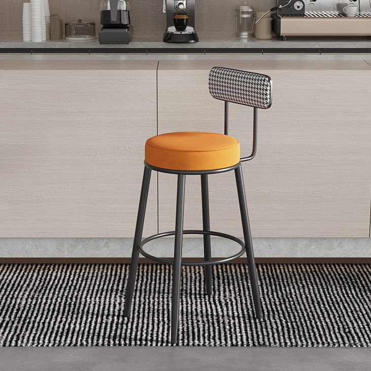 Scandinavian Matte Finish Velvet Counter Stool Footrest Coffee Shop Barstool