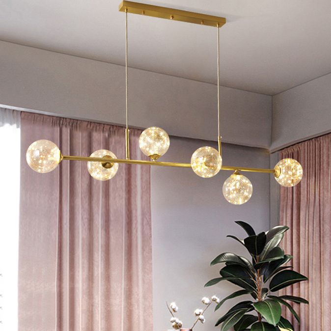 Zeitgenössische Küche Anhänger Lichter linear klare Glasinselbeleuchtungsideen