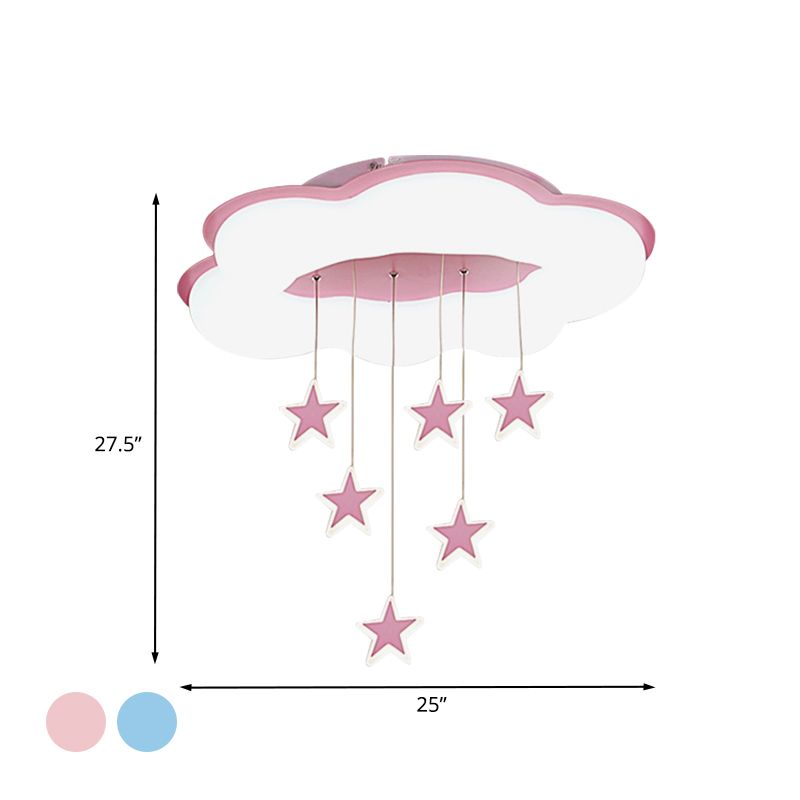 Acryl Cloud und Star Flushmount Cartoon Pink/Blue LED Ceiling Flush Mount Light for Bedroom