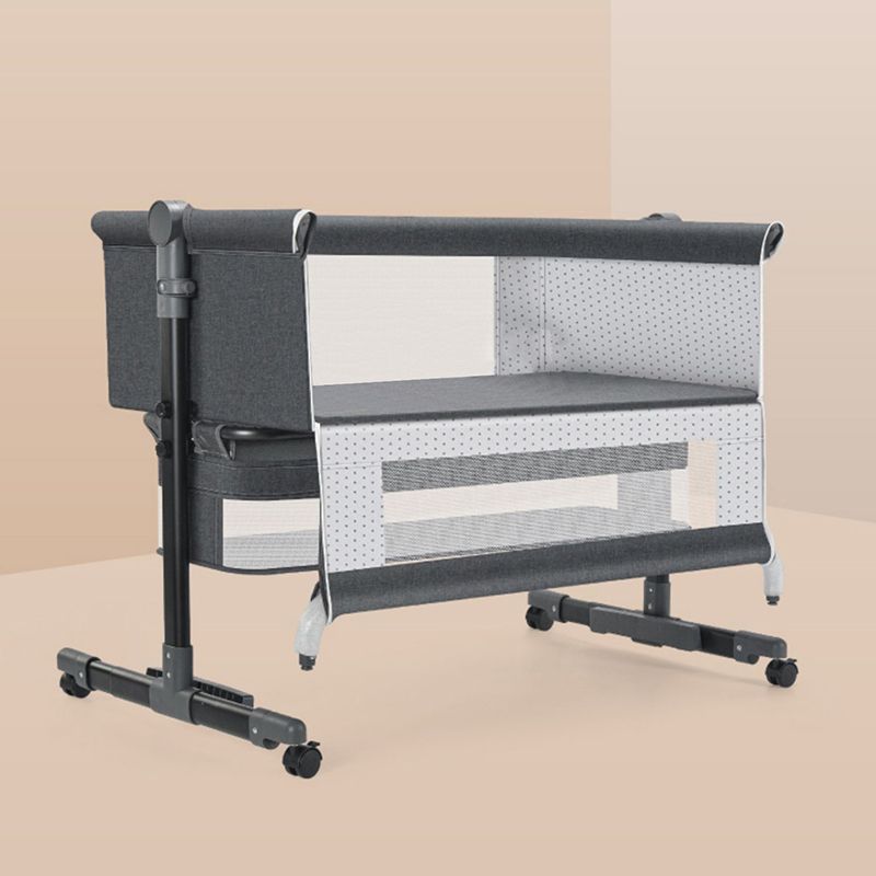 Metal Rectangle Bedside Crib Gliding Folding Crib Cradle for Baby