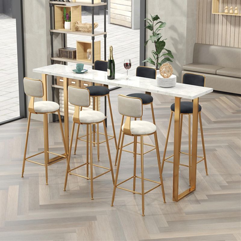 Glam Faux Marble Bar Counter Table Rectangle Bar Counter Table for Kitchen