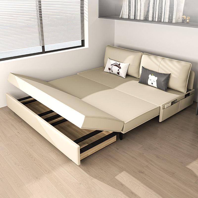 Bonded Leather Scandinavian Sofa Bed Armless White Convertible Sofas
