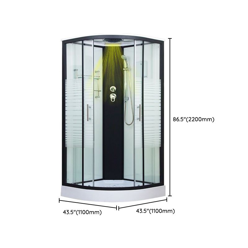 Framed Double Sliding Shower Kit Neo-Round Black Shower Stall