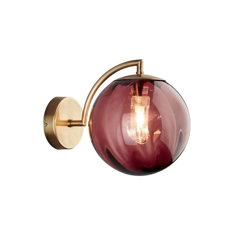 Postmodernistisch koper gewapende bal sconce lamp rood/blauw/barnsteen glas met een enkele lichtwandverlichting