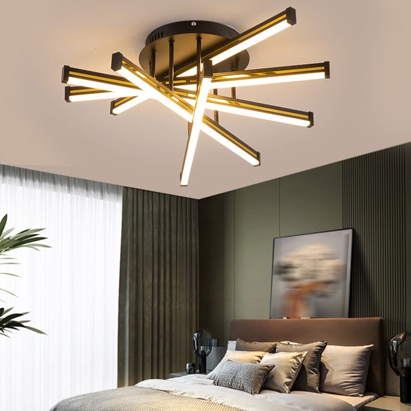 Line Shape LED Creative Ceiling Lamp Modern Iron Flush Mount for Living Room