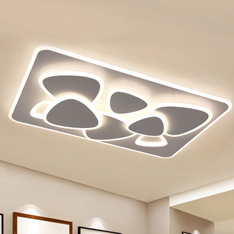 Grey Overlapping Ceiling Mounted Fixture Modern LED Metal Flush Mount Ceiling Lighting in White / Warm Light, 19.5 "/38" Wide