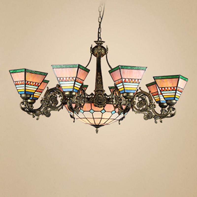 Corne Plafond Pendentif Tiffany Style Victorien Treated Tanker Taching Chandelier for Hotel