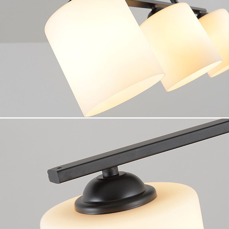 Luces de lámpara de araña de la isla cilíndrica accesorios de iluminación de lámpara de vidrio de leche contemporánea para mesa de comedor