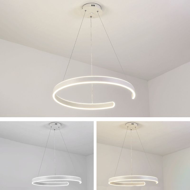 Luz de colgante de colgante de metal LED de estilo moderno de lámpara en forma de C en forma de C