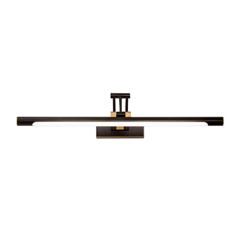 Metallic Tubular Vanity Lighting Fixture Modern LED Wall Sconce Light in Black/Gold with Foldable Arm