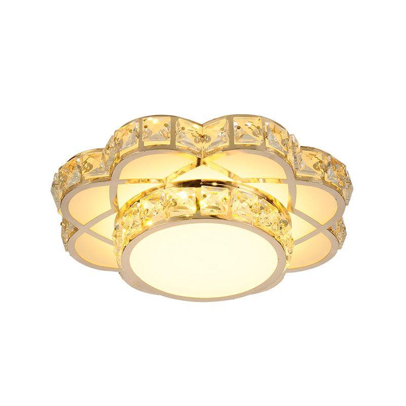 Modernist LED Flush - Mount Light Gold Finish Flower Massimale Fixture con Clear Crystal Shade