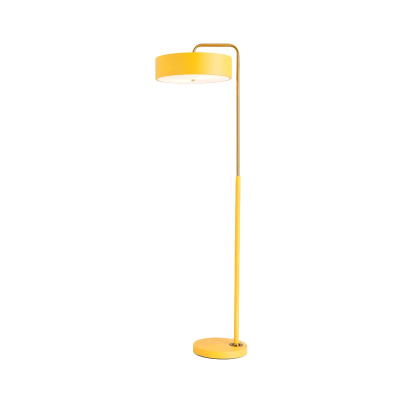 Lámpara de lámpara de 1 cabeza de macarrón negro/azul/amarillo Luz de piso de tambor con sombra de hierro para sala de estar