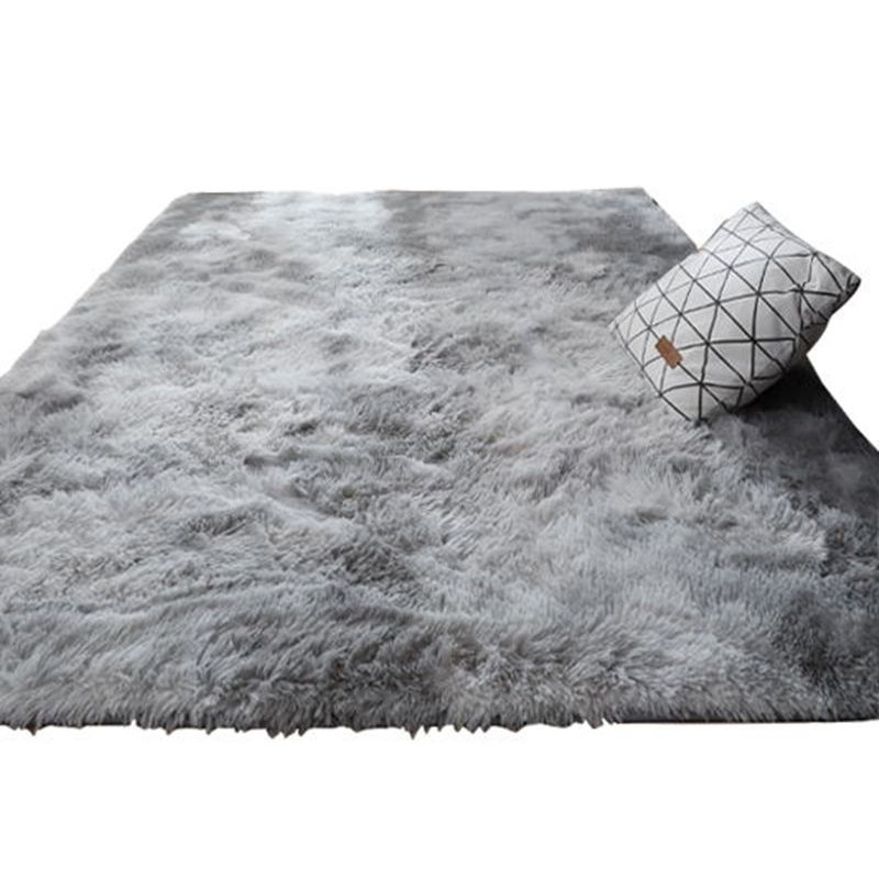 Modern Living Room Rug Multi Colored Tie Dye Print Carpet Faux Wool Non-Slip Backing Washable Indoor Rug