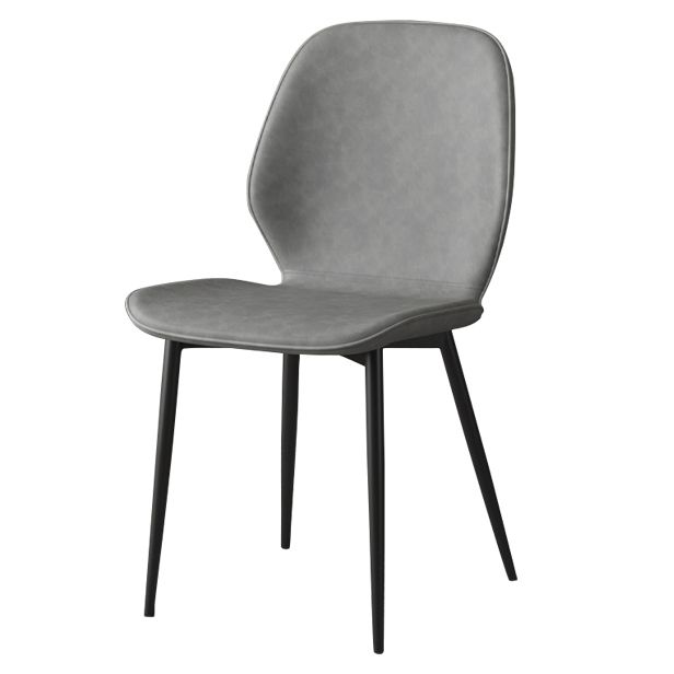 Faux Leather Contemporary Dining Room Chair Matte Finish Solid Back Dining Chairs