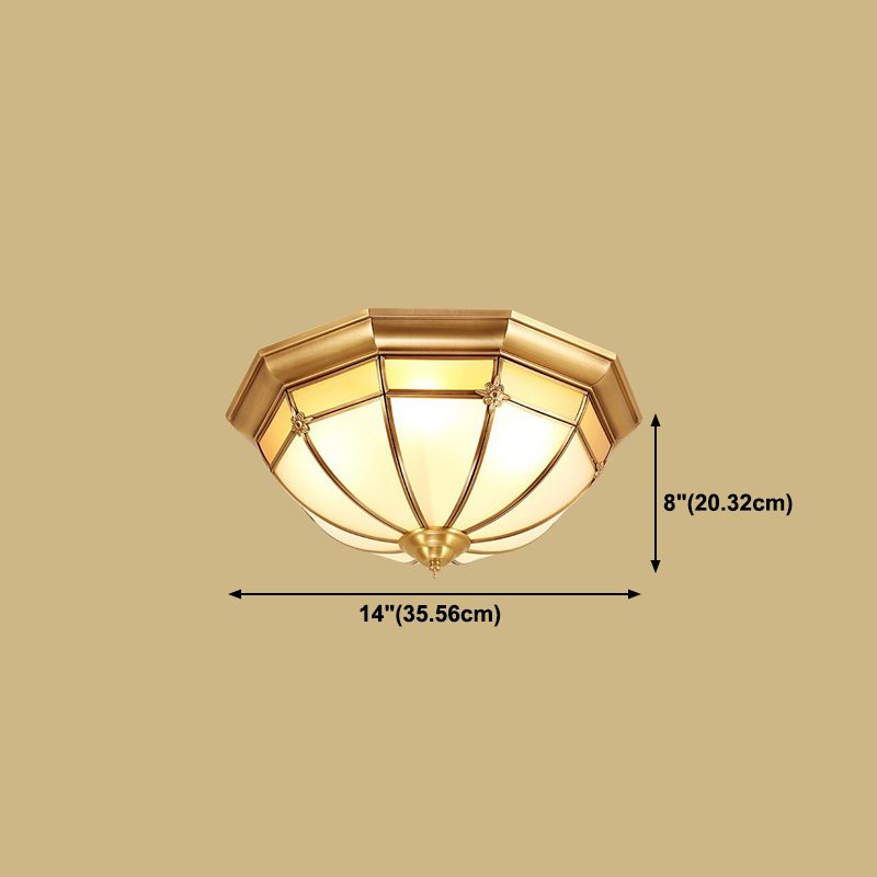 Brass Shaded Flush Mount Ceiling Light Vintage Glass Flush Ceiling Light Fixture